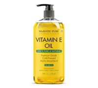 MAJESTIC PURE Huile de vitamine E | Huile de vitamine E 100% pure et naturelle pressée à froid pour la peau, les cicatrices, le visage, les ongles, les cheveux, le cuir chevelu | 20 000 UI | Sans OGM