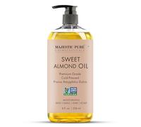 Majestic Pure USDA Huile d'amande douce bio | Huile d'amande douce 100 % pure et naturelle pressée à froid pour peau, visage, ongles, cheveux, cuir chevelu et massage | 236,6 ml