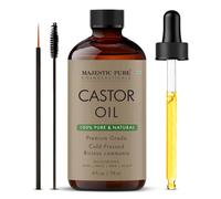 Majestic Pure USDA Huile de ricin bio | Sans hexane et 100 % pure | Pressée à froid | Stimule la croissance des cheveux, des cils, des sourcils, des ongles | Hydratante et nourrissante | Huile pour le