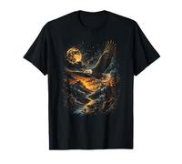 Majestic Pygargue à tête Blanche Flying Mountain Wilderness River Moon T-Shirt