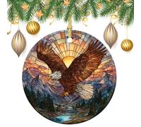 Majestic Pygargue à tête blanche planant au-dessus des sommets des montagnes pour sapin de Noël, 2 pièces, 7,2 cm rond double face