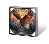 Majestic Pygargue chauve envolé au-dessus des sommets des montagnes unisexe broches et épingles carrées légères pour vêtements, châle, chapeau