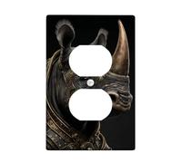 Majestic Rhino Plaque de protection pour interrupteur/prise de courant, motif animal noir élégant pour décoration d'intérieur, plaques murales en thermoplastique, prise duplex simple de taille