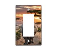 Majestic Rhino Plaques de protection pour interrupteur, décoration d'animaux de safari au coucher du soleil pour décoration d'intérieur, plaques murales thermoplastique, taille standard à bascule