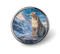 Majestic Snow Leopard Broche ronde pour homme et femme