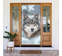 Majestic Snowy Wolf Couvre-porte décoratif - Bannière de porte pour intérieur et extérieur, décorations printemps/été/automne/hiver, Halloween, Noël