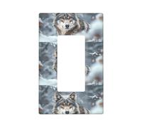 Majestic Snowy Wolf Plaque murale 1 gang de taille moyenne 12,7 x 7,6 cm, couvercle décoratif pour interrupteur, couvercle de sortie, polycarbonate thermoplastique