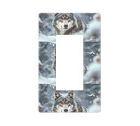 Majestic Snowy Wolf Plaque murale sans vis Taille standard 11,7 x 7,1 cm Couvercle décoratif pour interrupteur en polycarbonate thermoplastique