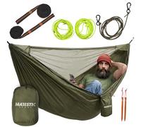 MAJESTIC SPORT Hedera Hamac avec moustiquaire léger portable pour les excursions en montagne dans la forêt Montage facile Camping Plage Hamac extérieur 330 x 150 cm 300 kg Vert