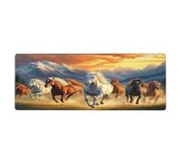 Majestic Tapis de souris avec base en caoutchouc antidérapant et bords cousus Motif chevaux au galop au coucher du soleil Grand tapis de souris 30 x 80 cm