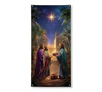 Majestic Three Kings - Bannière décorative pour porte d'entrée, intérieur ou extérieur - 91,4 x 183 cm