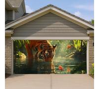 Majestic Tiger Grande housse de porte de garage - Décoration de la nature sauvage - Décoration d'intérieur en été - Thème animal de safari pour toutes les saisons - 397 x 180 cm