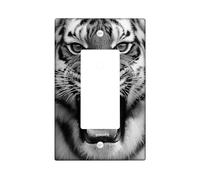 Majestic Tiger Plaque de protection pour interrupteur Motif animal Noir/blanc Pour les amateurs de la faune Taille standard