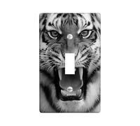 Majestic Tiger Plaque de protection pour interrupteur Motif animal Noir/blanc Pour les amateurs de la faune Taille standard
