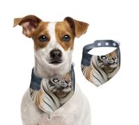 Majestic Tiger reposant sur un rocher avec ciel nuageux - Bandanas d'été pour chiens, lavables, réglables et triangulaires - Bavoirs mignons pour chiens de taille moyenne et grande - Chiots et chats