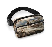 Majestic Tiger Sac banane avec sangle réglable pour sports de plein air randonnée Blanc 20 x 13 cm