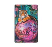 Majestic Tiger sur boule disco rose simple plaque murale vierge couvercle d'interrupteur décoratif 1 gang pour cuisine, salle de bain, taille 11,4 x 7 cm