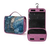 Majestic Trousse de toilette de voyage pour femme, motif léopard des neiges sur une falaise robuste, organiseur de maquillage à suspendre avec crochet pour shampooing