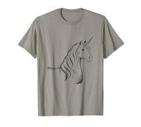 Majestic Unicorn Line Art avec crinière Qui coule T-Shirt