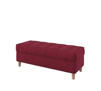 Majestic Velvet Ottomane de rangement capitonnée sans boutons avec pieds arrondis résistant aux taches Idéal pour la décoration du salon et de la chambre à coucher Rouge vin 120 cm