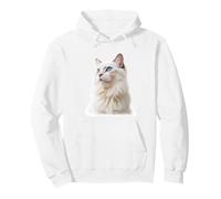 Majestic White Ragdoll Chat aux Yeux Bleus Design Graphique Sweat à Capuche