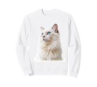 Majestic White Ragdoll Chat aux Yeux Bleus Design Graphique Sweatshirt