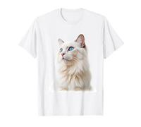 Majestic White Ragdoll Chat aux Yeux Bleus Design Graphique T-Shirt