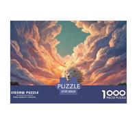 Majestic White Wild Animal with Flames 1000 Pcs Carton Extra-épais Lot de Puzzles Lions Under The Sunset Stimulant Et Éducatif Jeu Familial Puzzles pour Adultes Et Enfants 38x26cm/1000pcs