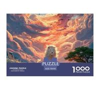 Majestic White Wild Animal with Flames 1000 Pcs Carton Extra-épais Lot de Puzzles Lions Under The Sunset Stimulant Et Éducatif Défi Unique Puzzles As Birthday Gifts 70x50cm/1000pcs
