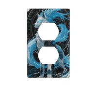 Majestic White Wolf Abstrait Futuriste Couvercle d'interrupteur décoratif 1 Gang Plaque murale pour cuisine salle de bain Taille 7 x 11,4 cm