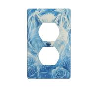 Majestic White Wolf Mystical Fantasy Couvercle d'interrupteur décoratif 1 gang Plaque murale pour cuisine salle de bain Taille 7 x 11,4 cm