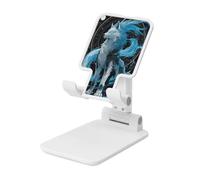 Majestic White Wolf Support de téléphone portable pliable à angle réglable en hauteur compatible avec tous les smartphones Blanc