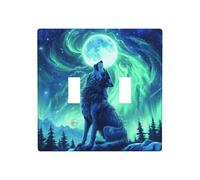 Majestic Wolf Howl Double Gang Plaque murale pour interrupteur décoratif Taille standard - 11,4 x 11,4 cm