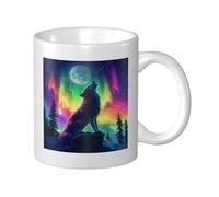 Majestic Wolf Howls at The Moon Tasse à café élégante en céramique pour la maison et le bureau 325 ml