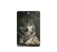 Majestic Wolf In The Forest Lot de 4 désodorisants pour voiture - Cartes parfumées à suspendre - Pour tablettes d'aromathérapie de voiture