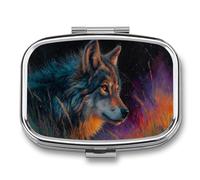 Majestic Wolf Pilulier portable à 2 compartiments pour médicaments de voyage pour sac à main