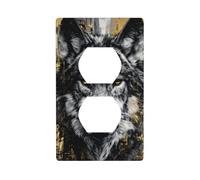 Majestic Wolf Plaque murale décorative pour interrupteur Noir et doré 7 x 11,4 cm