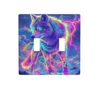 Majestic Wolf - Plaque murale - Motif yeux lumineux - Taille standard - 11,4 x 11,4 cm