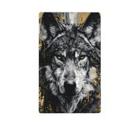 Majestic Wolf Plaque murale vierge pour interrupteur décoratif pour cuisine, salle de bain, 11,4 x 7 cm Noir et doré