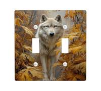 Majestic Wolf Plaques de protection pour interrupteur, feuilles dorées d'automne pour décoration murale, plaques murales en thermoplastique, taille standard, double bascule