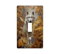 Majestic Wolf Plaques de protection pour interrupteur, feuilles dorées d'automne pour décoration murale, plaques murales en thermoplastique, taille standard