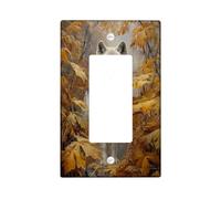 Majestic Wolf Plaques de protection pour interrupteur/prises de courant, feuilles dorées d'automne pour décoration murale, plaques murales thermoplastique, taille standard à bascule simple