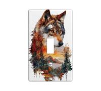 Majestic Wolf Plaques de protection pour interrupteur, scènes sauvages d'automne pour décoration d'intérieur, plaques murales en thermoplastique, taille standard