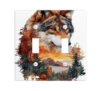 Majestic Wolf Plaques de protection pour interrupteur, scènes sauvages d'automne pour décoration d'intérieur, plaques murales en thermoplastique, taille standard à double bascule