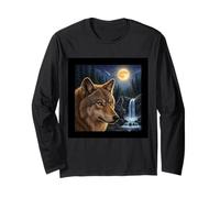 Majestic Wolf Under The Moonlight Sky Nature Scène Manche Longue