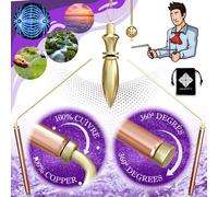 Majestic's Baguettes de Sourcier Professionnelles Manches 100% Cuivre & Pendule Divinatoire Egyptien THOT de Radiesthésie - Baguette de Sourcier x2 - [Garantie à Vie]