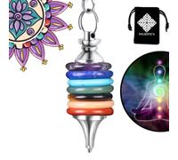 Majestic's Pendule Divinatoire de Radiesthésie 7 Chakras (Nouvelle Version 2024), en Pierres Naturelles : Quartz Améthyste Aventurine Jaspe - Pendule Sept Le Plus Complet [ ]