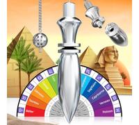 Majestic's Pendule Egyptien THOT Deluxe et sa Chaîne Argentée - Pendule Divinatoire de Radiesthésie Universel en Laiton - Sourcier Magnetiseur [Garantie A Vie]