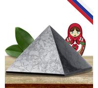 Majestic's Pyramide de Shungite Naturelle POLIE 6 cm + Ebook Numérique (PDF) - Pierre Puissante de Protection des Ondes, Pierre Energétique Authentique Anti Onde (6 CM)
