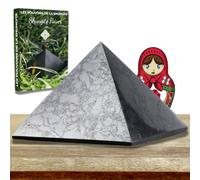 Majestic's Pyramide de Shungite Naturelle POLIE 8 cm + Ebook Numérique (PDF) - Pierre Puissante de Protection des Ondes, Pierre Energétique Authentique Anti Onde